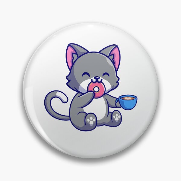 Item preview, Cute Cat Eating Donut and Drinking Coffee Cartoon designed and sold by Shichiro	 ilang.