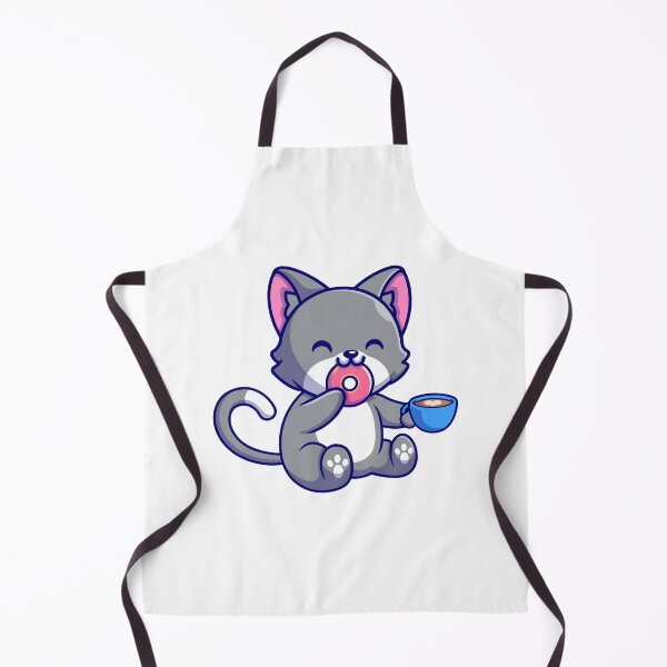 Item preview, Cute Cat Eating Donut and Drinking Coffee Cartoon designed and sold by Shichiro	 ilang.