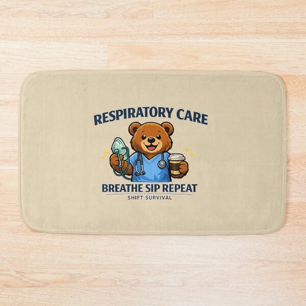 Item preview, Funny Bear Respiratory Therapist Sticker – Respiratory Care Breathe Sip Repeat Shift Survival Cute RT Mascot Gift designed and sold by ClinicalHubs.