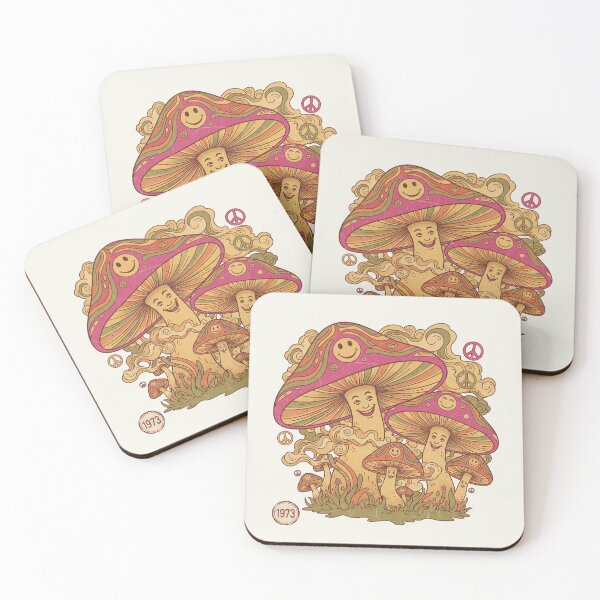 Item preview, Groovy 1973 Smiling Psychedelic Mushroom Garden designed and sold by PixelQ.