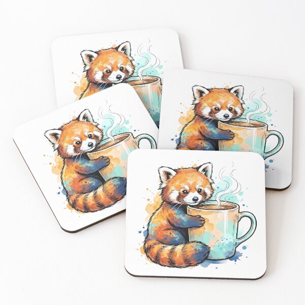 Item preview, Cozy Red Panda Watercolor Coffee designed and sold by ArtdesignsA.