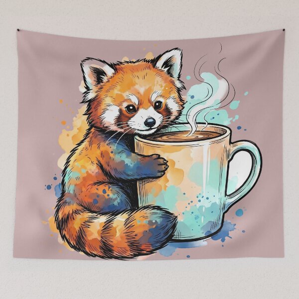 Item preview, Cozy Red Panda Watercolor Coffee designed and sold by ArtdesignsA.