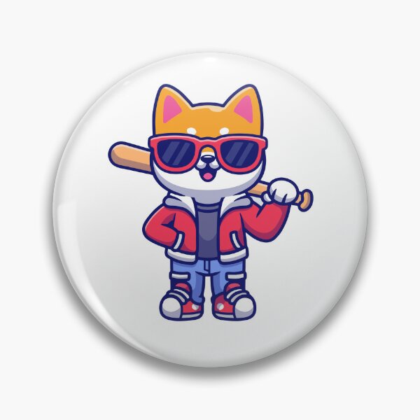 Item preview, Cool Shiba Inu Dog with Sunglasses and Bat Cartoon designed and sold by Shichiro	 ilang.