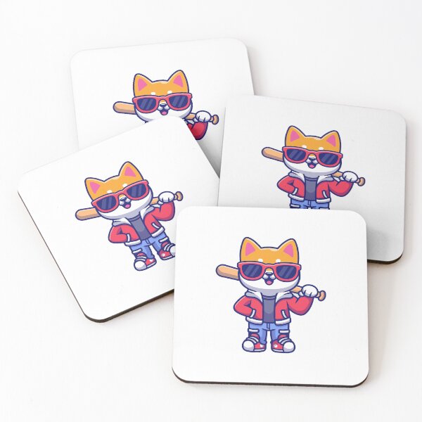 Item preview, Cool Shiba Inu Dog with Sunglasses and Bat Cartoon designed and sold by Shichiro	 ilang.