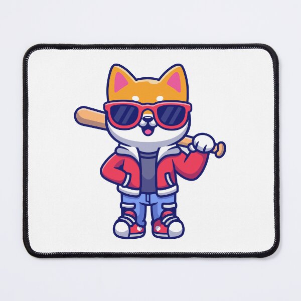 Item preview, Cool Shiba Inu Dog with Sunglasses and Bat Cartoon designed and sold by Shichiro	 ilang.