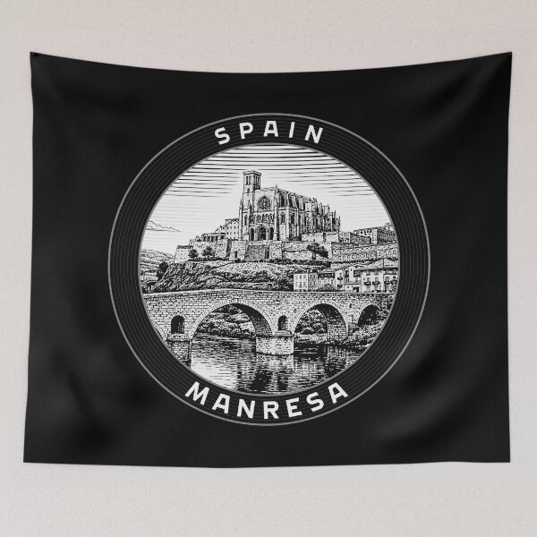 Item preview, Manresa Spain Linocut Style  designed and sold by Thistle-TShop.