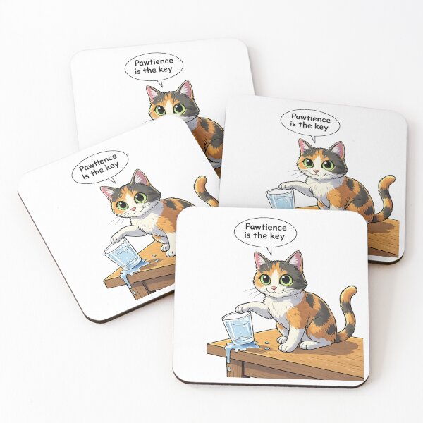Item preview, Pawtience Is The Key - Funny Calico Cat - Sassy Kitten Spilling Water Chaos designed and sold by DailyStruggleCo.