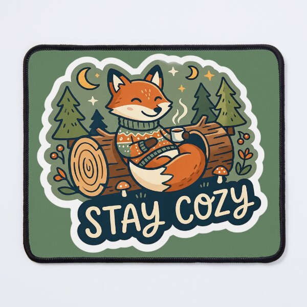 Item preview, Stay Cozy Fox Sticker | Cute Forest Animal Aesthetic Design designed and sold by Bhaskar Digital Art.