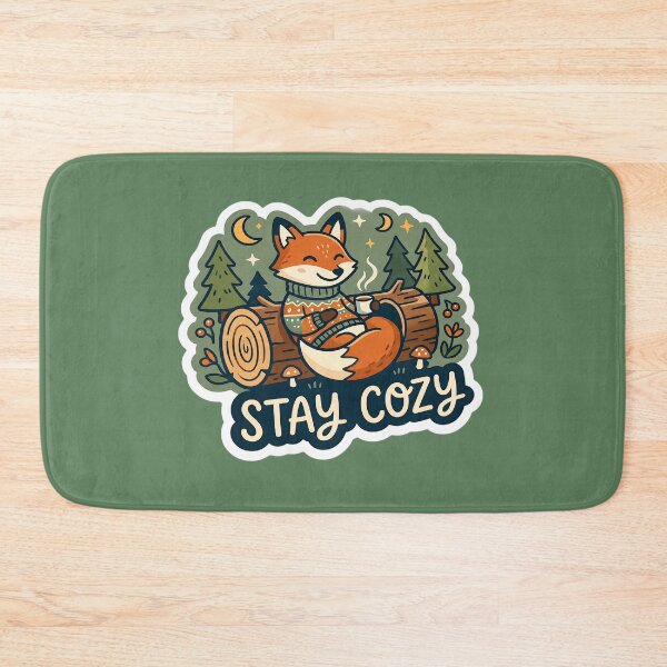 Item preview, Stay Cozy Fox Sticker | Cute Forest Animal Aesthetic Design designed and sold by Bhaskar Digital Art.