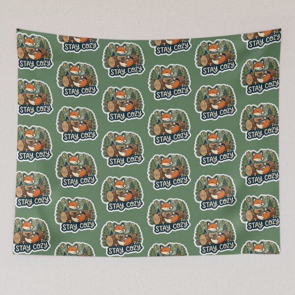 Item preview, Stay Cozy Fox Sticker | Cute Forest Animal Aesthetic Design designed and sold by Bhaskar Digital Art.