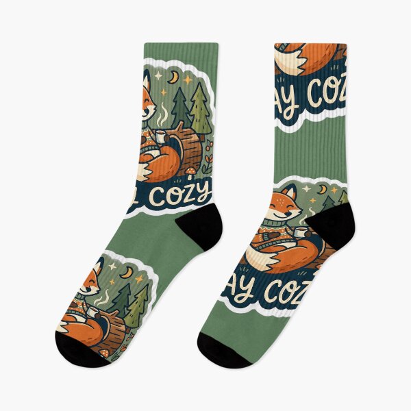 Item preview, Stay Cozy Fox Sticker | Cute Forest Animal Aesthetic Design designed and sold by Bhaskar Digital Art.