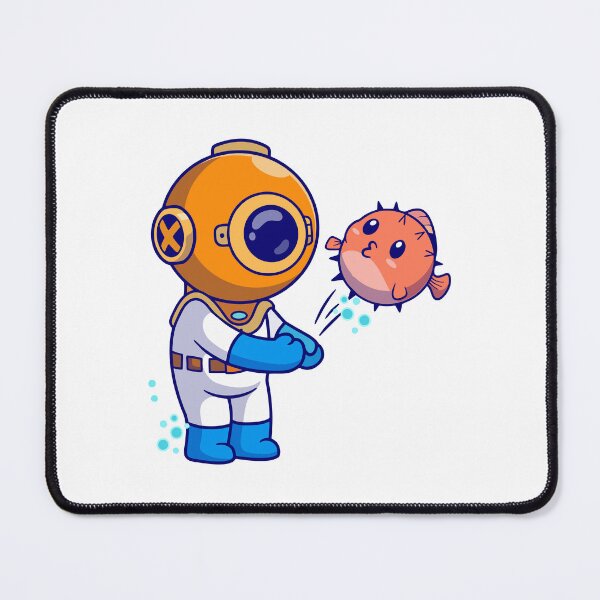 Item preview, Cute Deep Sea Scuba Diver With Pufferfish designed and sold by Shichiro	 ilang.