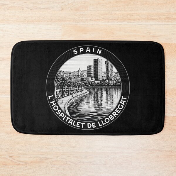 Item preview, L'Hospitalet de Llobregat Spain Linocut Style  designed and sold by Thistle-TShop.