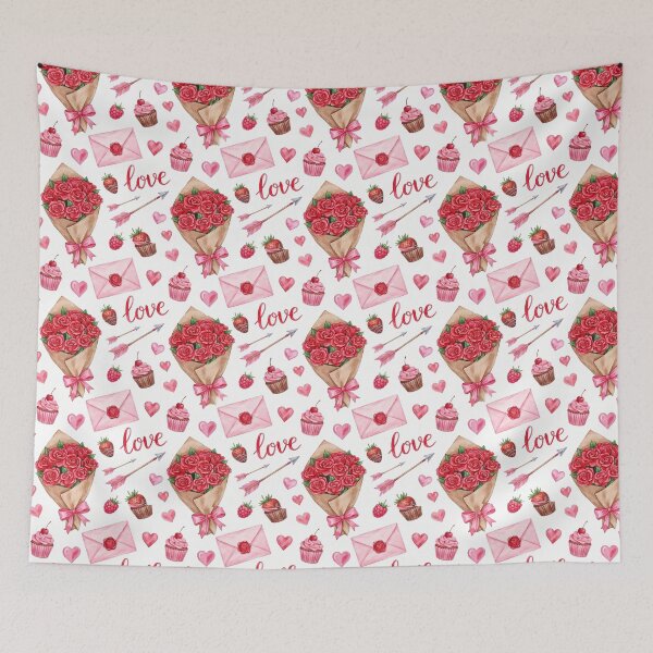 Item preview, Watercolor Valentines Day Love Letter - Cute Coquette Heart Pattern designed and sold by FlatInkStudio.
