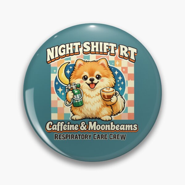 Item preview, Night Shift RT Pomeranian Respiratory Therapist Shirt Cute Retro Respiratory Care Crew Cappuccino Moonlight Medical Worker Gift designed and sold by ClinicalHubs.