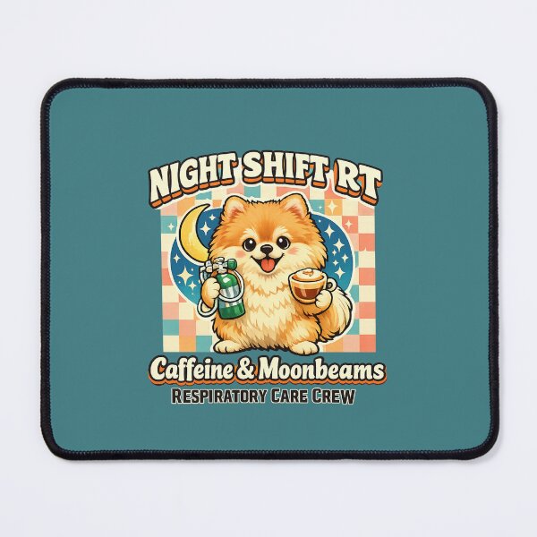 Item preview, Night Shift RT Pomeranian Respiratory Therapist Shirt Cute Retro Respiratory Care Crew Cappuccino Moonlight Medical Worker Gift designed and sold by ClinicalHubs.