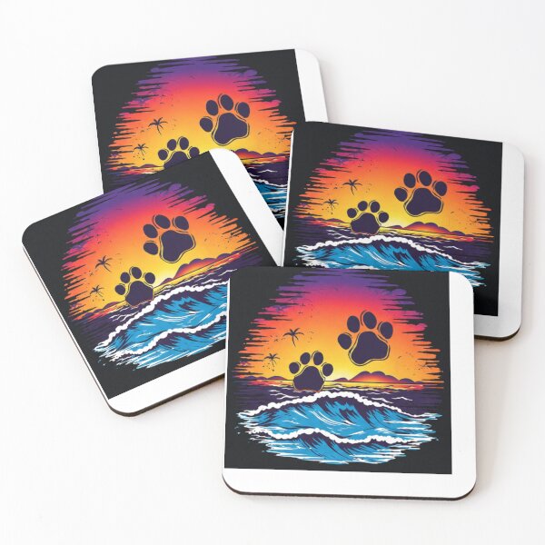 Item preview, Retro Sunset Paw Waves Beach Dog Aesthetic  designed and sold by PoojaArtLab.