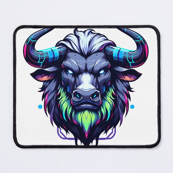 Item preview, Cyberpunk Neon Furry Anthro Bull or Minotaur designed and sold by BlueBullBazaar.