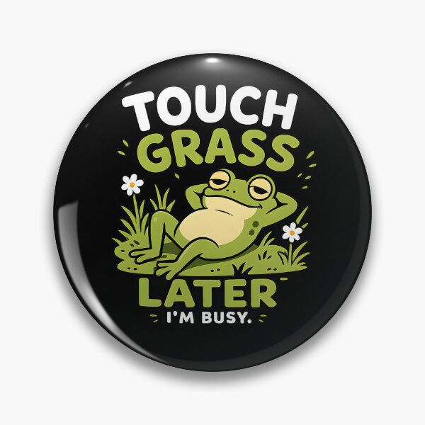 Item preview, Touch Grass Later I’m Busy Funny Frog Meme designed and sold by vecart34.