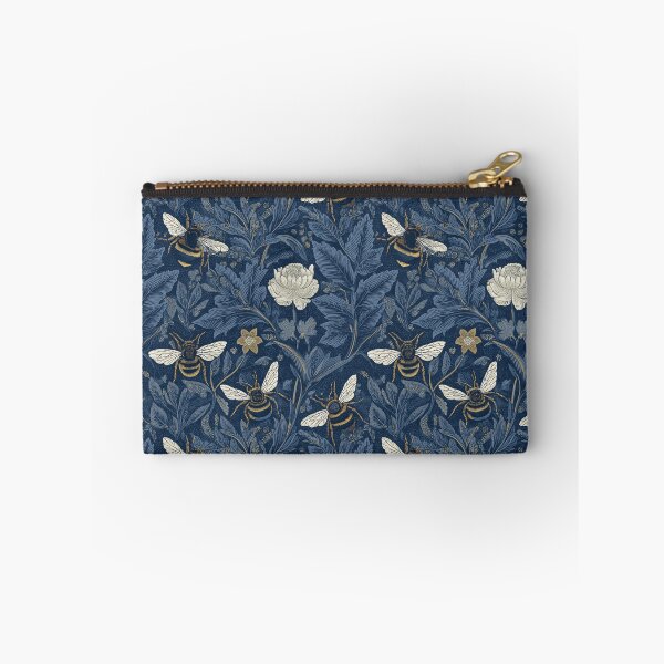 Item preview, Bumblebees and Wild Garden – Midnight Botanical Art in Navy and Gold designed and sold by BestVarieties.