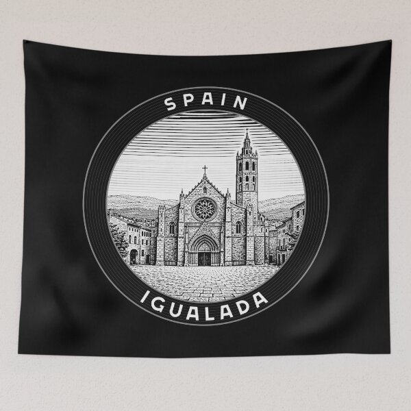 Item preview, Igualada Spain Linocut Style  designed and sold by Thistle-TShop.