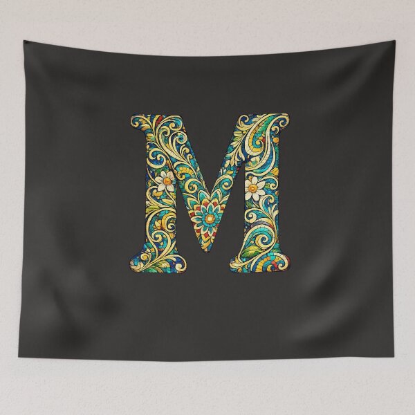 Item preview, Magic Floral Letter M – Ornate Vintage Monogram Design designed and sold by Les-Ink-Studio.