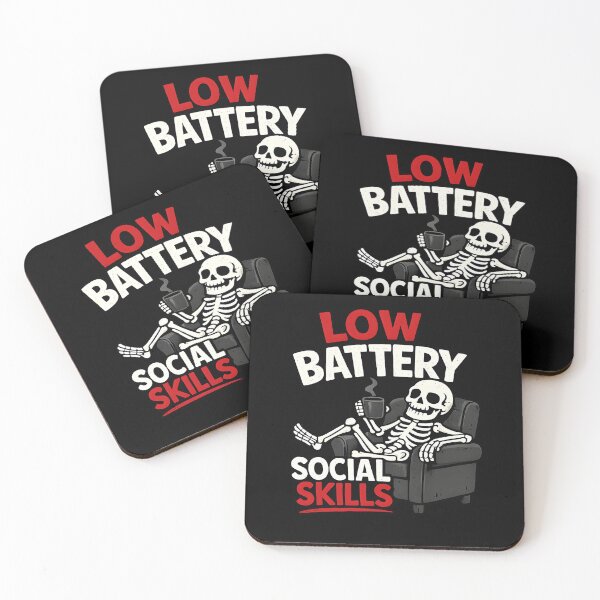 Item preview, Low Battery Social Skills Funny Introvert Skeleton Meme designed and sold by vecart34.