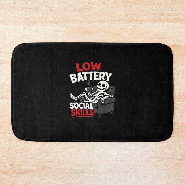 Item preview, Low Battery Social Skills Funny Introvert Skeleton Meme designed and sold by vecart34.