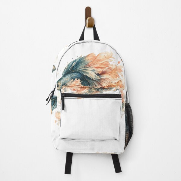 Item preview, Teal Peach Betta Fish Watercolor, Soft Floral Siamese Fighting Fish Art designed and sold by Panom Suavichien.