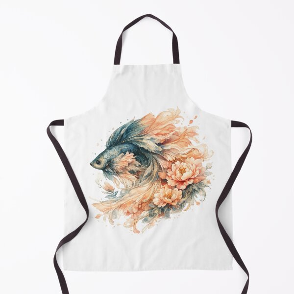 Item preview, Teal Peach Betta Fish Watercolor, Soft Floral Siamese Fighting Fish Art designed and sold by Panom Suavichien.