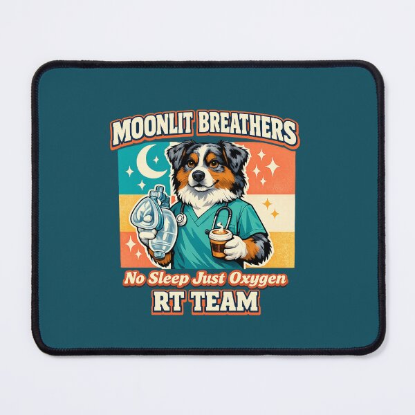 Item preview, Moonlit Breathers RT Team Shirt Australian Shepherd Respiratory Therapist Retro Dog Nurse Tee No Sleep Just Oxygen Pulmonary Care Gift designed and sold by ClinicalHubs.