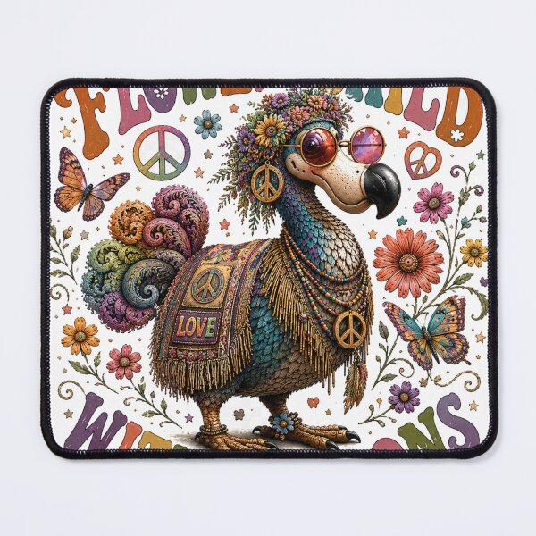 Item preview, Funny Hippie Dodo Bird Retro Flower Child designed and sold by doodlesbydodo.