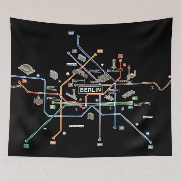 Item preview, Berlin city map with landmarks designed and sold by oliver polanski.