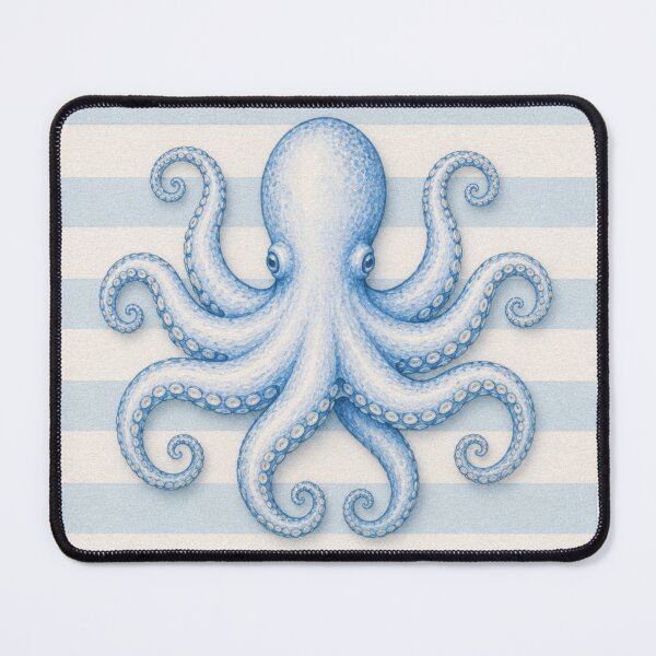 Item preview, Pastel Blue Octopus Watercolor, Coastal Beach House Decor, Nautical Ocean Aesthetic, Minimal Seaside Illustration designed and sold by CosmicAnomaly.