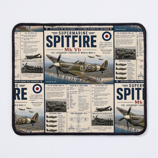 Item preview, Vintage Spitfire Mk Vb Aviation History Poster designed and sold by ArtComixHaven.