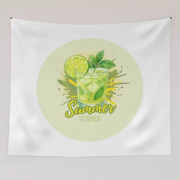 Item preview, Summer Vibes Mojito | Tropical Cocktail Illustration designed and sold by Nksparks.