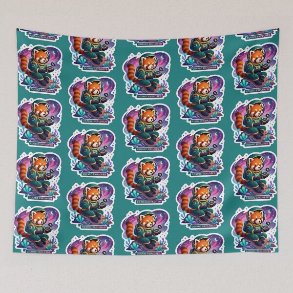 Item preview, Cosmic Explorer Red Panda Astronaut Sticker | Cute Galaxy Space Animal Cartoon designed and sold by Bhaskar Digital Art.