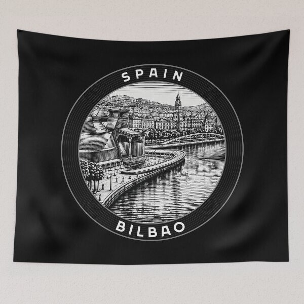 Item preview, Bilbao Spain Linocut Style  designed and sold by Thistle-TShop.