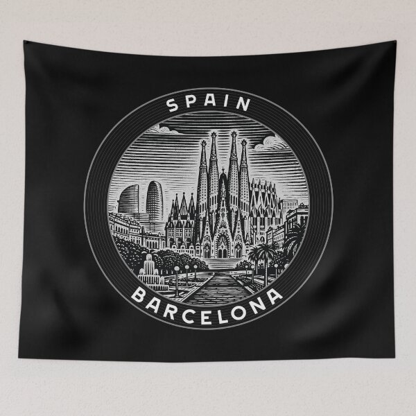 Item preview, Barcelona Spain Linocut Style  designed and sold by Thistle-TShop.