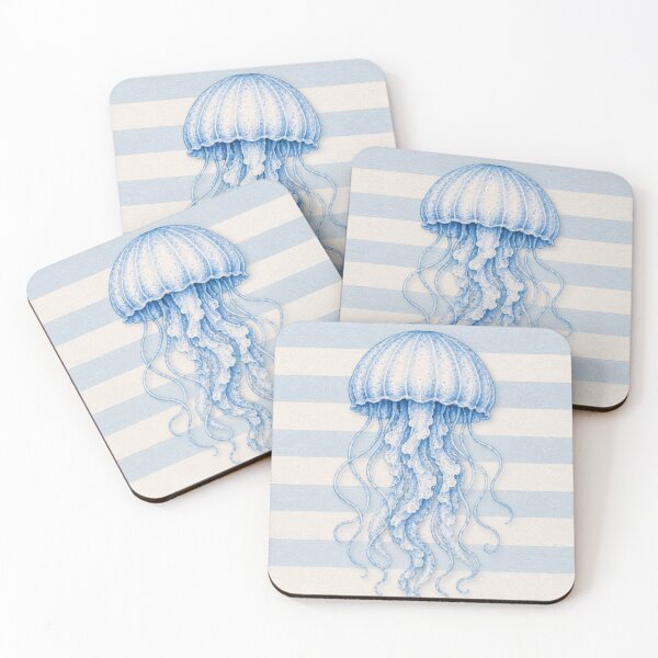 Item preview, Dreamy Blue Jellyfish Watercolor for Coastal Bedroom Decor, Soft Ocean Illustration, Minimal Beach House Aesthetic designed and sold by CosmicAnomaly.