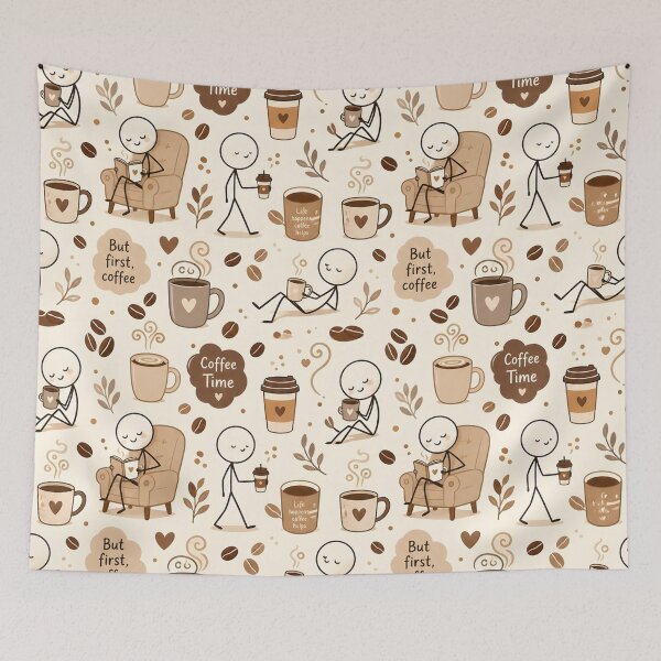 Item preview, Coffee Stickman Pattern designed and sold by StickyGuys.