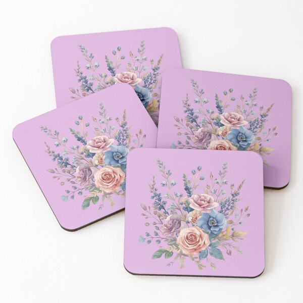 Item preview, Bouquet of roses and blue flowers watercolor designed and sold by uunaa.