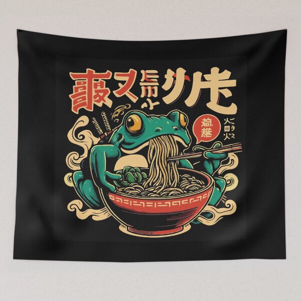 Item preview, Japanese Ninja Frog Eating Ramen Bowl designed and sold by BrownHorse90s.