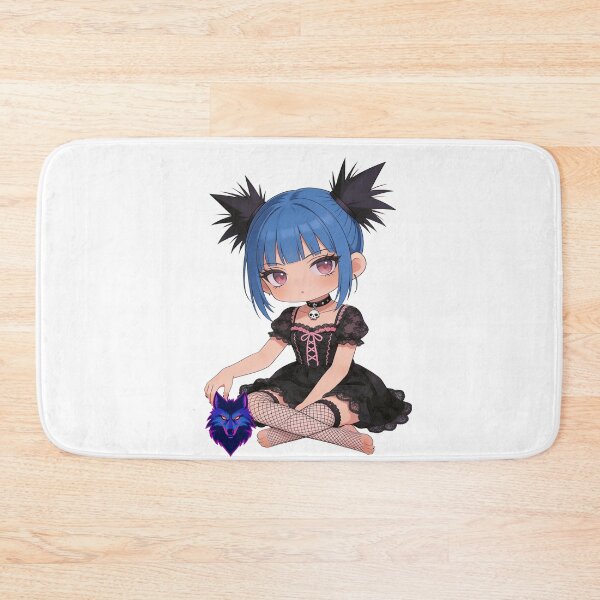 Item preview, Blue Hair Pastel Goth Chibi Girl with Neon Wolf designed and sold by unboxedbyJuls.