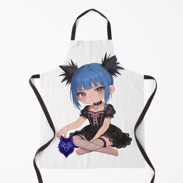 Item preview, Blue Hair Pastel Goth Chibi Girl with Neon Wolf designed and sold by unboxedbyJuls.