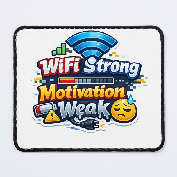 Item preview, WiFi Strong Motivation Weak Sticker designed and sold by BrightMindPrint.