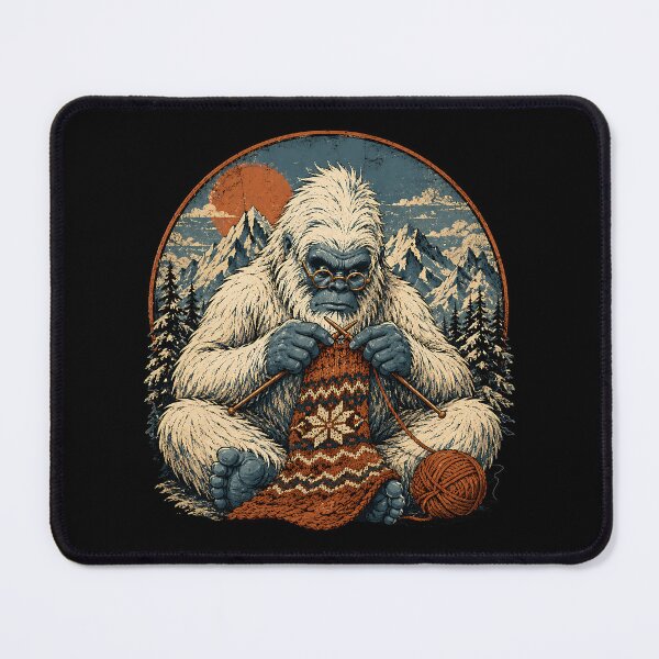 Item preview, Yeti Knitting | Vintage Yeti designed and sold by Funny Vintage Stickers And T-Shirts.