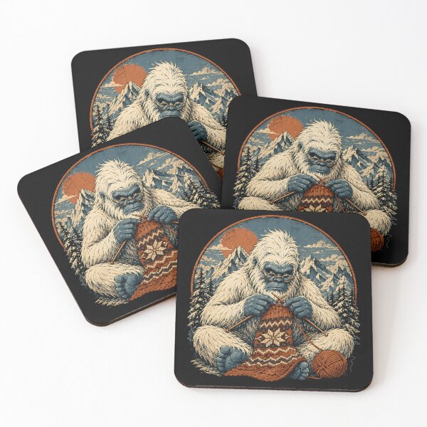 Item preview, Yeti Knitting | Vintage Yeti designed and sold by Funny Vintage Stickers And T-Shirts.