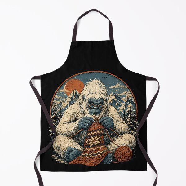Item preview, Yeti Knitting | Vintage Yeti designed and sold by Funny Vintage Stickers And T-Shirts.