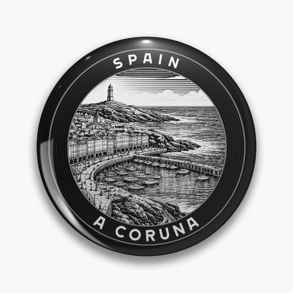 Item preview, A Coruna Spain Linocut Style  designed and sold by Thistle-TShop.
